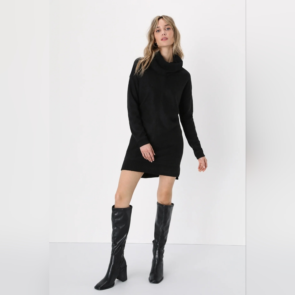 Lulus Autumn Daze Black Cowl Neck Long Sleeve Sweater